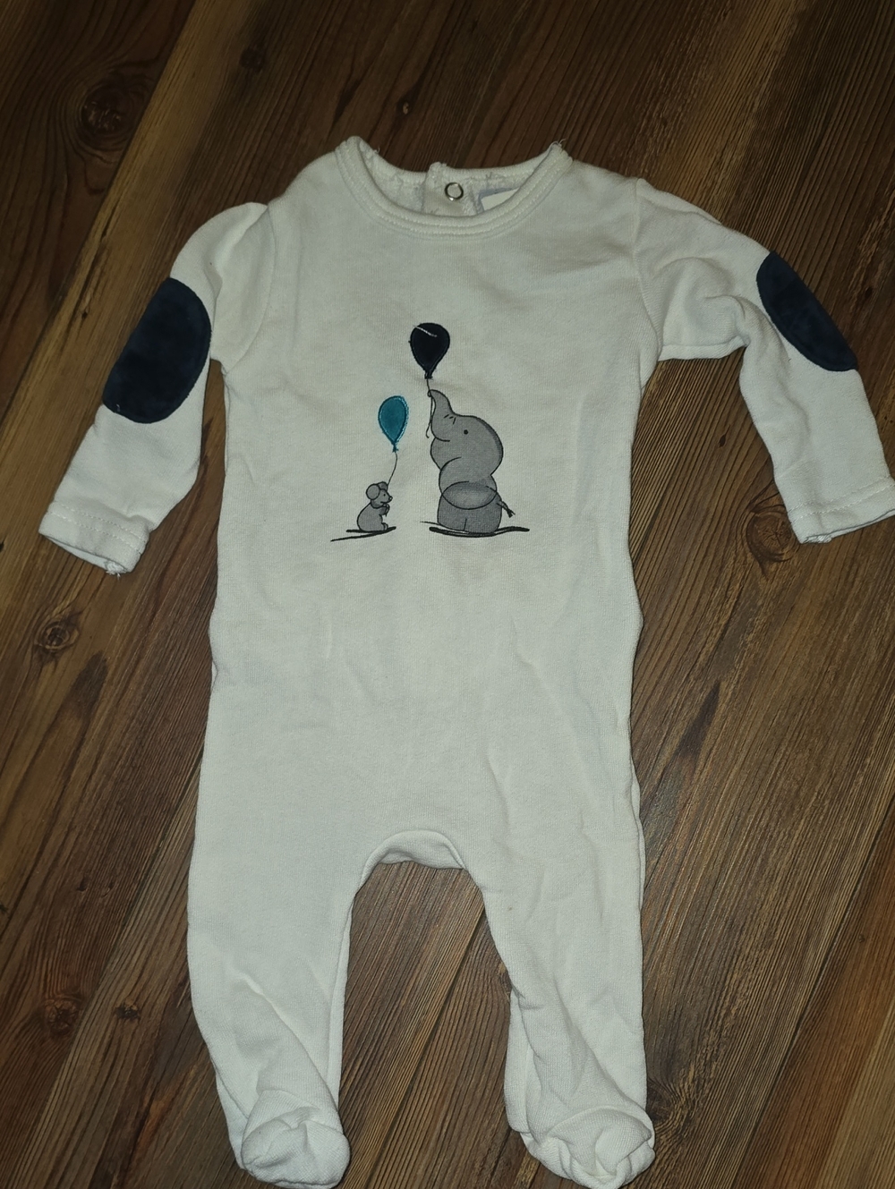 Neutral Elephant Balloon Footed One-Piece for Kids